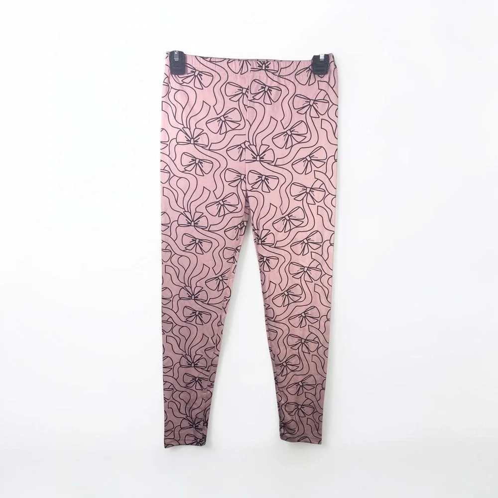 Freestyle Revolution Girls Pink Bow Print Leggings Size 12 FS7-79479